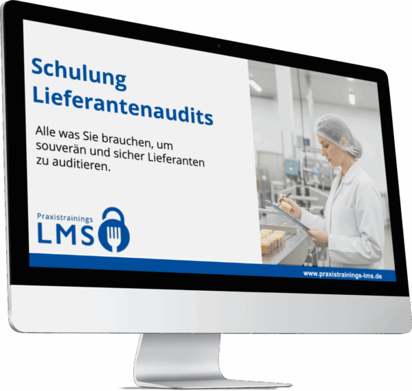 Frau in Hygienekleidung führt Lieferantenaudit durch – Schulung von Praxistrainings LMS