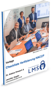 Visualisation du modèle de liste de contrôle de vérification HACCP – réunion d'équipe avec ordinateurs portables et diagrammes en arrière-plan