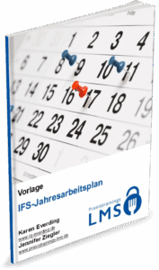 Cover der kostenlosen Vorlage „IFS-Jahresarbeitsplan“ von Praxistrainings-LMS – mit Kalenderdarstellung zur strukturierten Jahresplanung im IFS-Kontext.