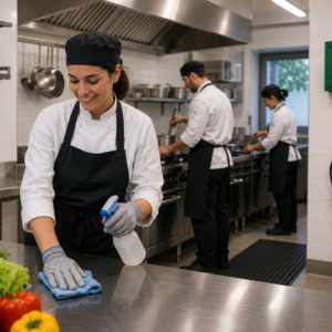 Sécurité au travail dans le secteur de la restauration et de l'hôtellerie – employés en cuisine professionnelle